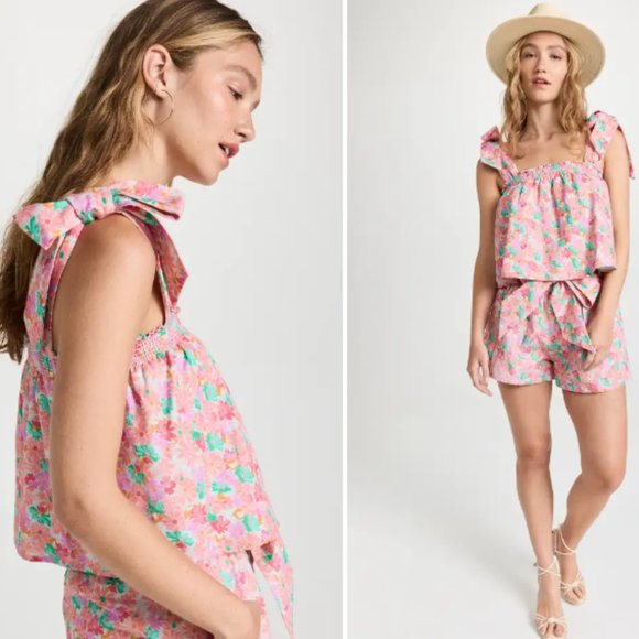 Something Navy Floral Tie Shoulder Top Pink/Floral Size XXS New without Tag - Picture 2 of 7